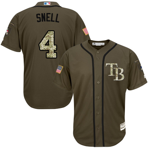 Rays #4 Blake Snell Green Salute to Service Stitched Youth MLB Jersey